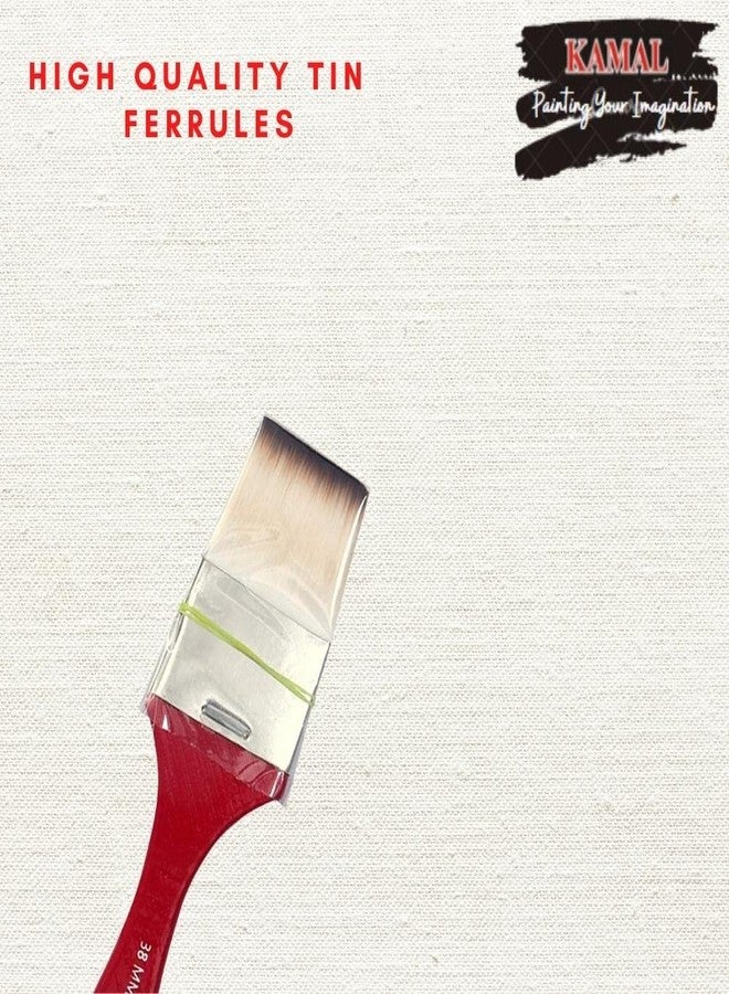 Kamal فرشاة رسم مسطحة من كامال® (قابلة للغسل) من تشابتا، لون أبيض وبني، مصنوعة من شعر صناعي (تاكلون) - 38 مم - Image 4